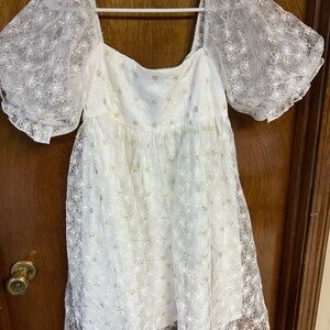 Altar'd State Cream Dress with Gold Floral Accents